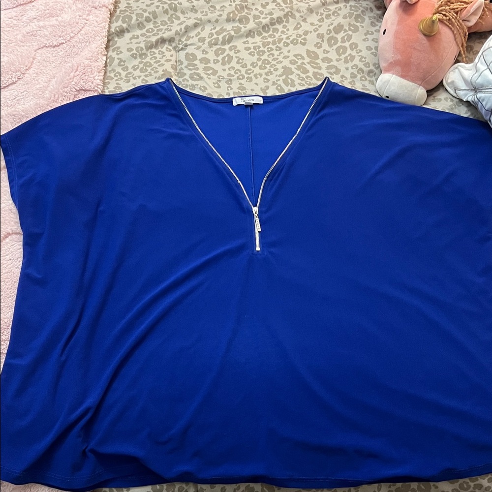 89th & Madison Royal Blue V-Neck Blouse